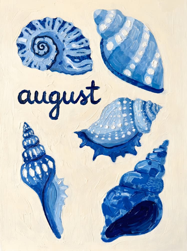 Blue August Seashells by HUGO — canvas wall art
