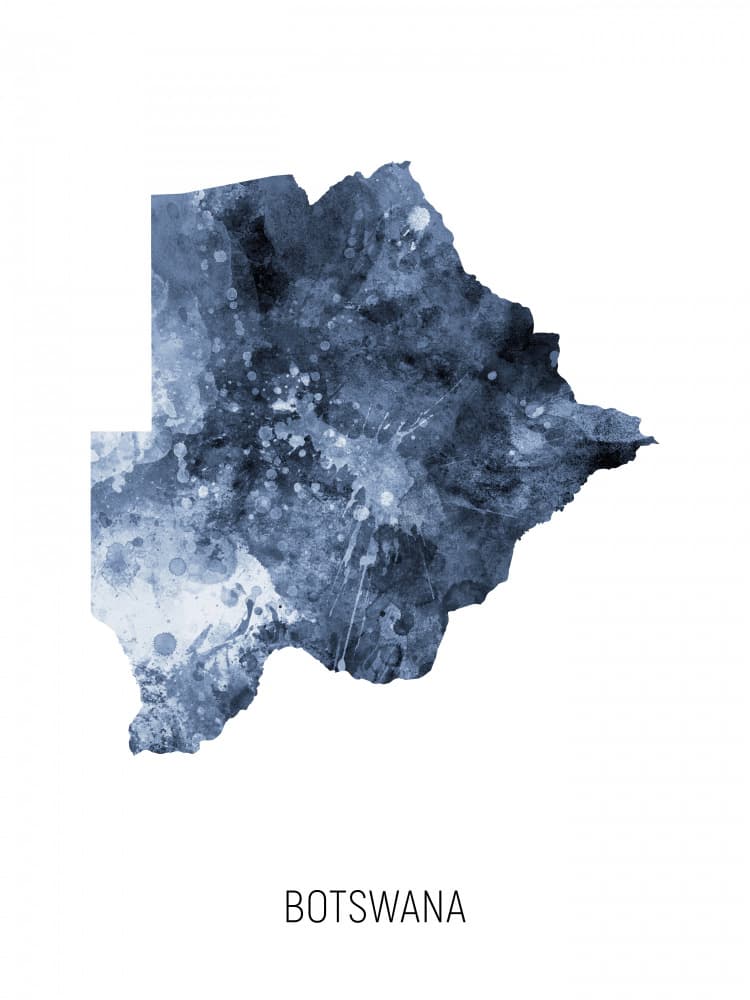Indigo Botswana Map by Michael Tompsett — canvas wall art
