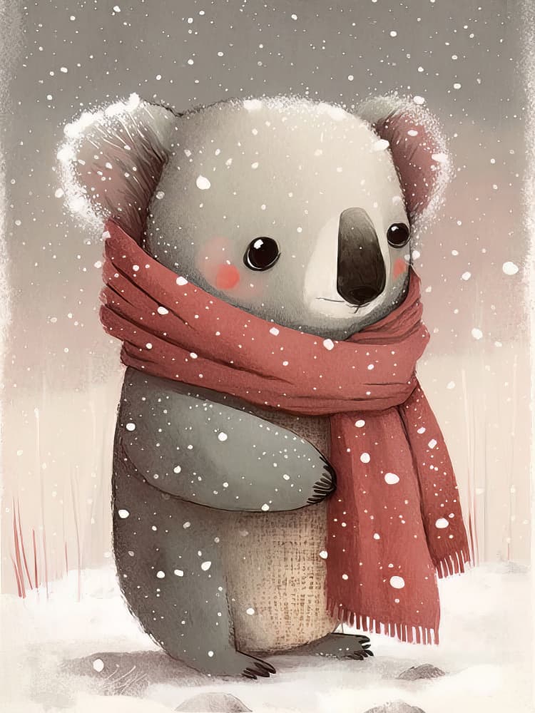 Cozy Koala Winter by Bilge Paksoylu — canvas wall art