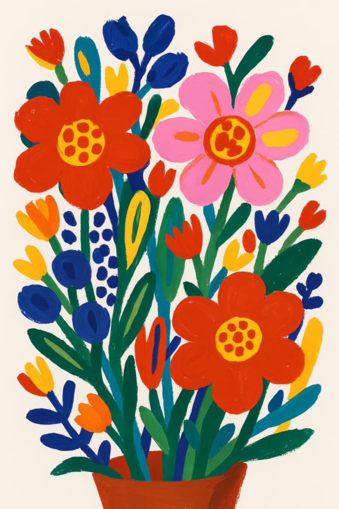 Colorful Potted Blooms by Frida Floral Studio — canvas wall art