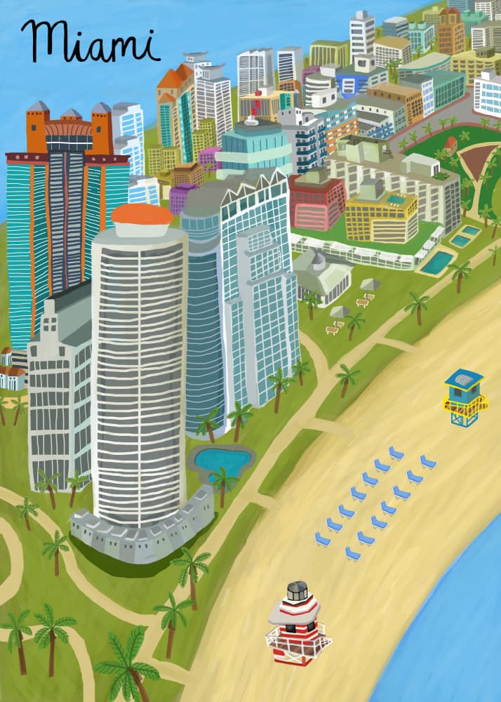 Tropical Miami Beach City by Carla Daly — canvas wall art