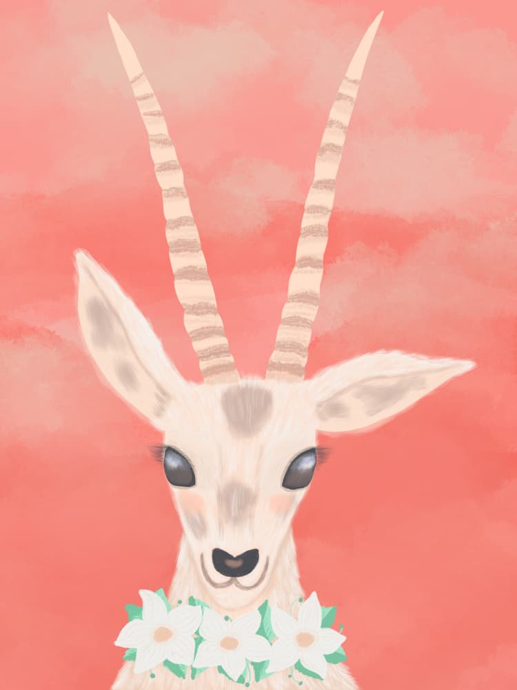 Sweet Gazelle Flower Crown by Aliya Putrus — canvas wall art