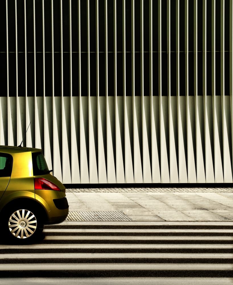 Gold Car Urban Geometry by Anna Niemiec — canvas wall art