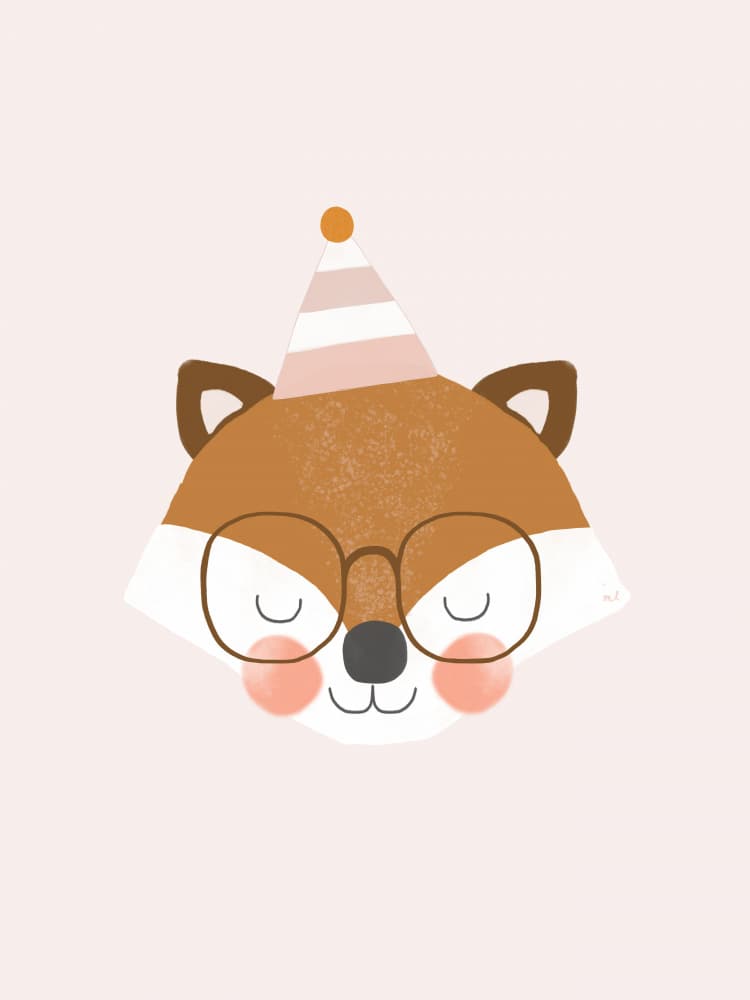 Sweet Fox Birthday by Menina Lisboa — canvas wall art