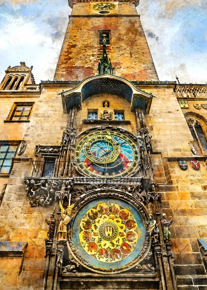 Prague Astronomical Clock by Justyna Jaszke — canvas wall art