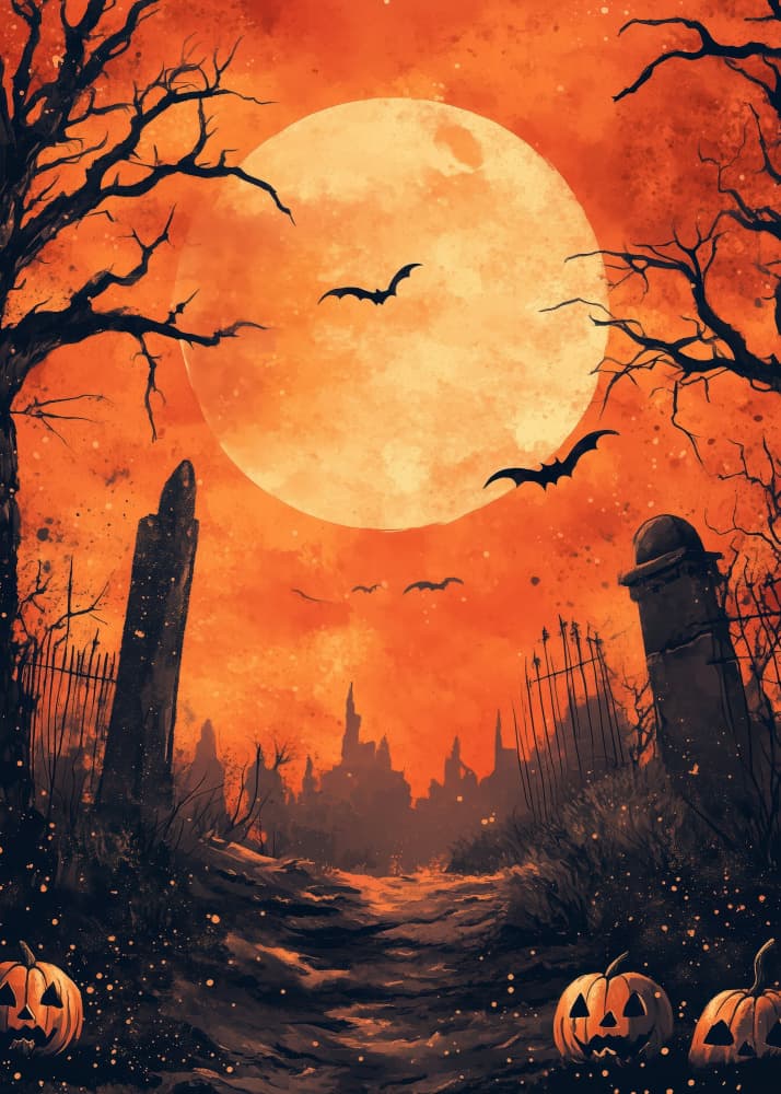 Haunted Graveyard Moon by Justyna Jaszke — canvas wall art