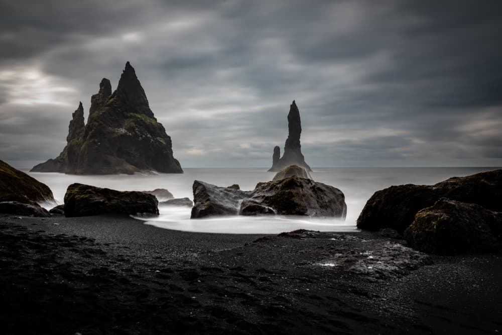 Dark Icelandic Sea Stacks by Franco Farinati — canvas wall art