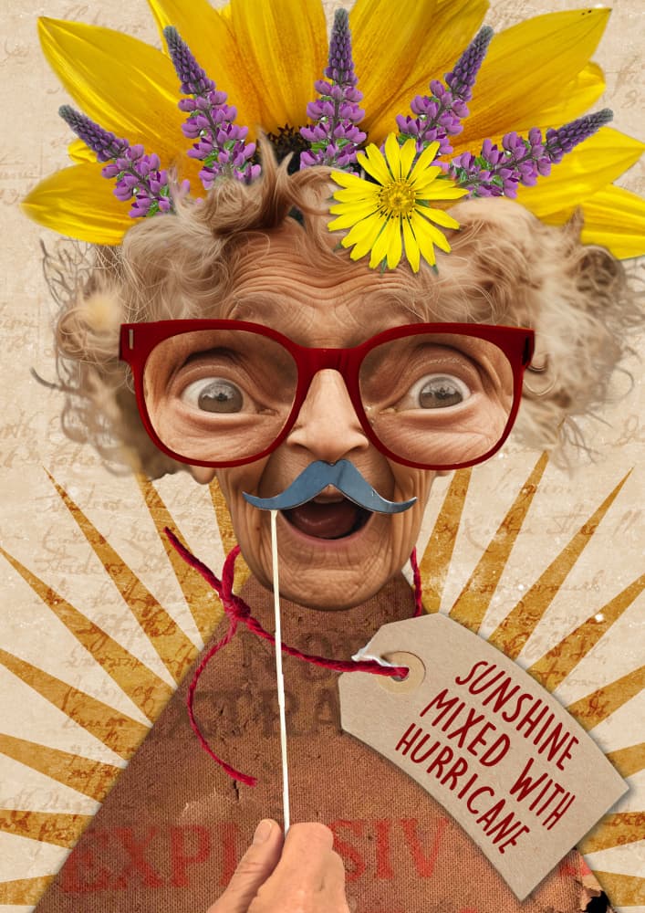 Quirky Grandma Flower Crown by Pia Lilenthal — canvas wall art