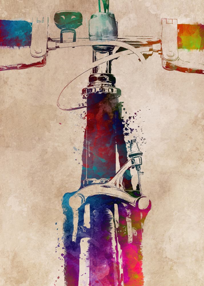 Colorful Retro Bicycle by Justyna Jaszke — canvas wall art