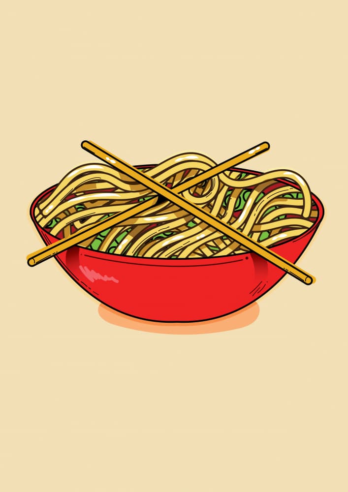 Noodle Bowl with Chopsticks by Nicholas — canvas wall art