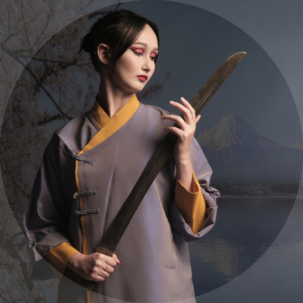 Samurai Woman Mount Fuji by Itzik Rabinovitz — canvas wall art