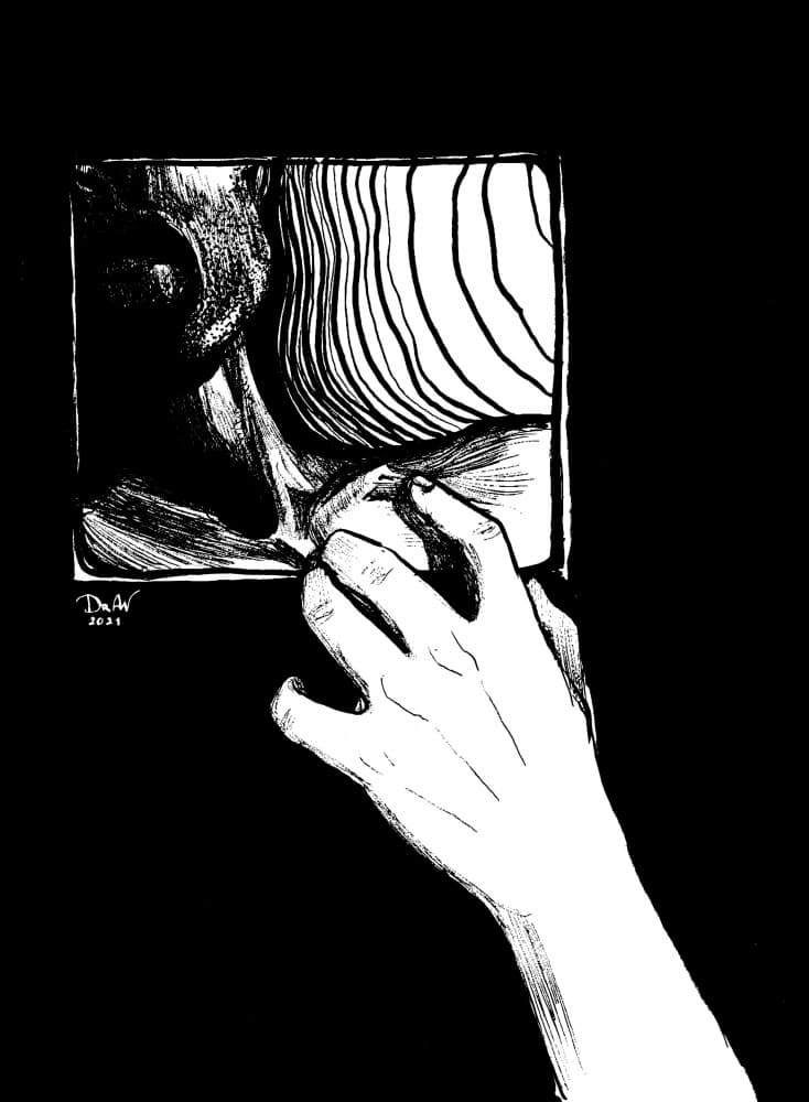 Reaching Through The Frame by . DrAW . — canvas wall art