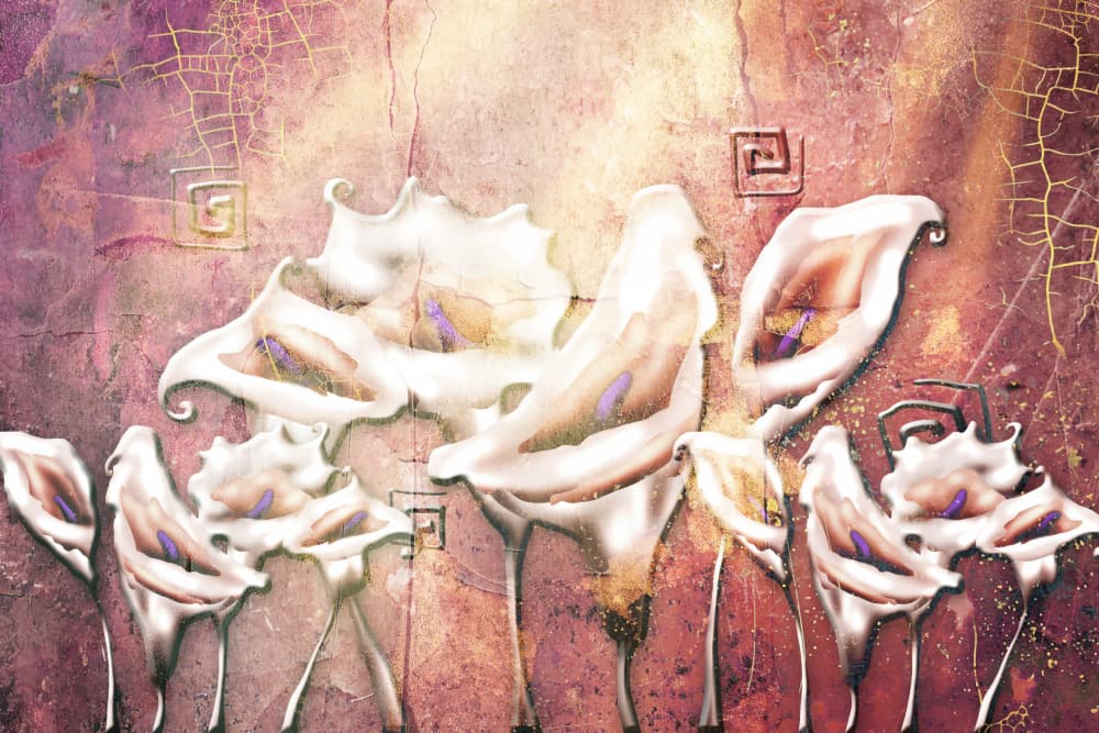 Elegant Golden Lilies by Rafal Kulik — canvas wall art