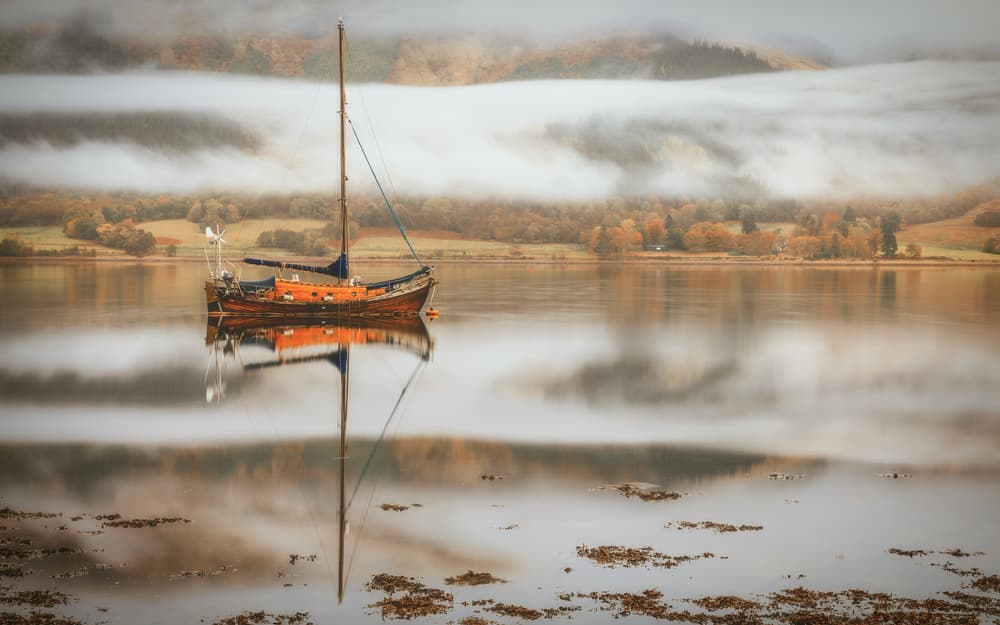 Calm Autumn Boat Reflection by Adrian Popan — canvas wall art