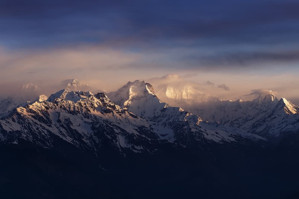 Glowing Mountain Peaks by Dmitry Kupratsevich — canvas wall art