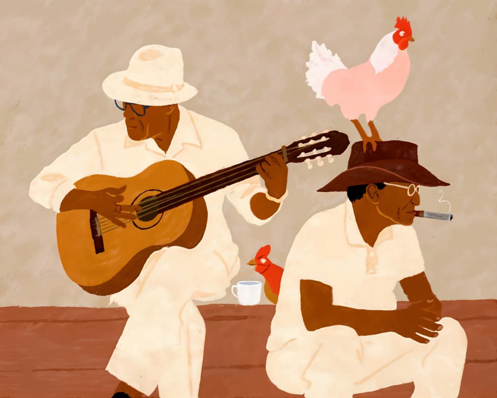 Relaxed Cuban Musicians by Uma Gokhale — canvas wall art