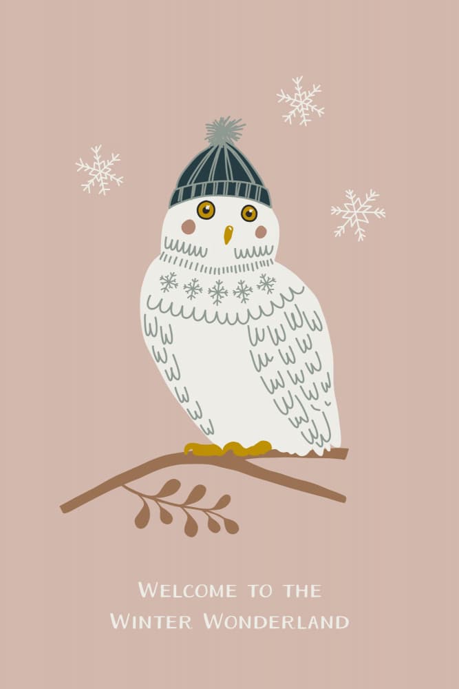 Snowy Owl Winter Hat by Alexandra Weise — canvas wall art