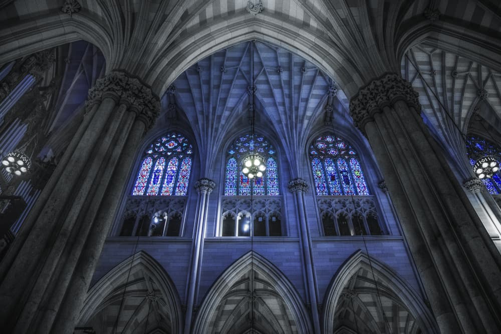 Gothic Arches Blue Light by Ibrahim Nabeel — canvas wall art
