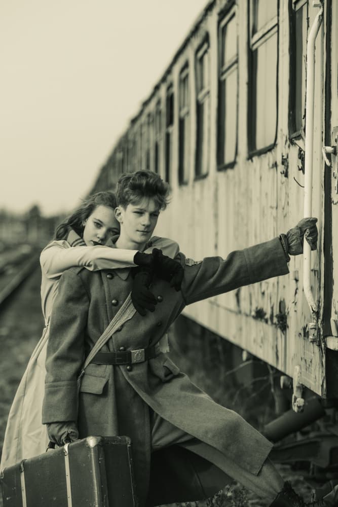Vintage Train Farewell by Mihai Bogdan R — canvas wall art