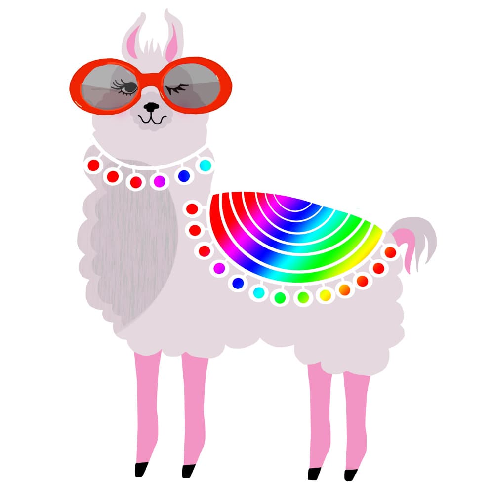 Cool Rainbow Llama by Lynnda Rakos — canvas wall art