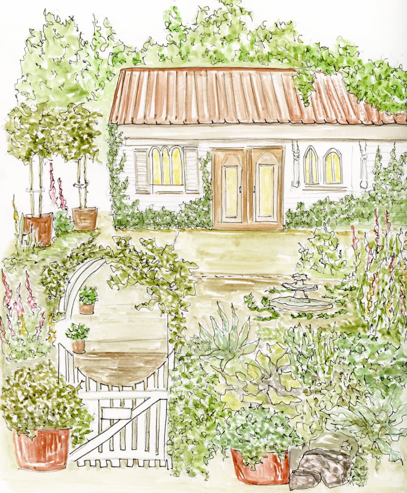 Idyllic Garden Cottage by Breanna Megan Studio — canvas wall art