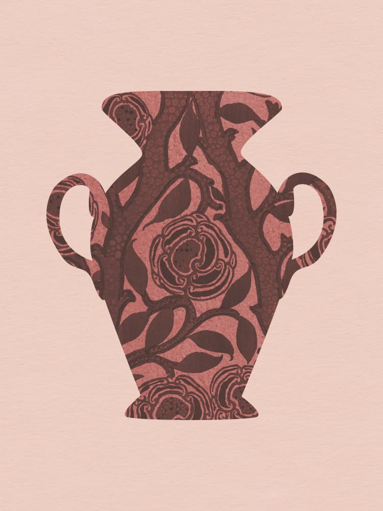 Rose Patterned Vase by Wild Violets — canvas wall art