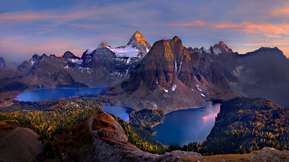 Golden Autumn Mountain Lakes by Hua Zhu — canvas wall art