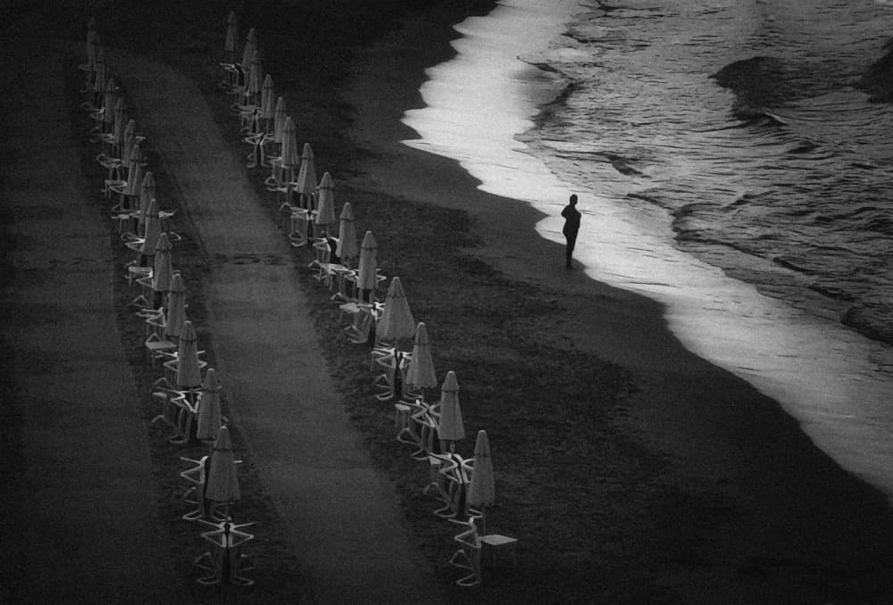 Solitary Beach Moment by Emilian Avramescu — canvas wall art