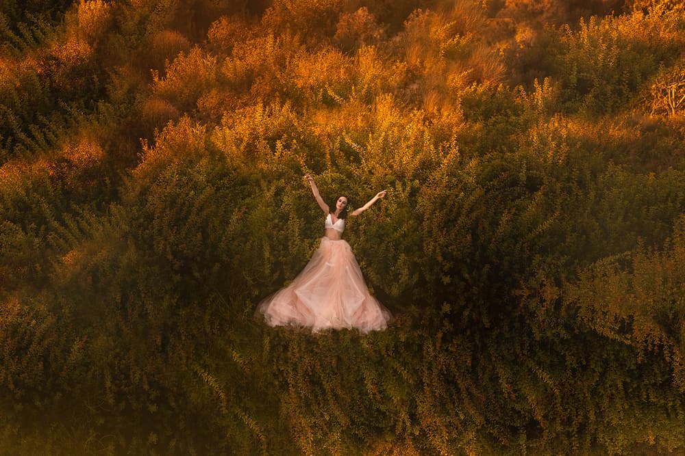 Ethereal Woman Golden Field by Mike Darzi — canvas wall art