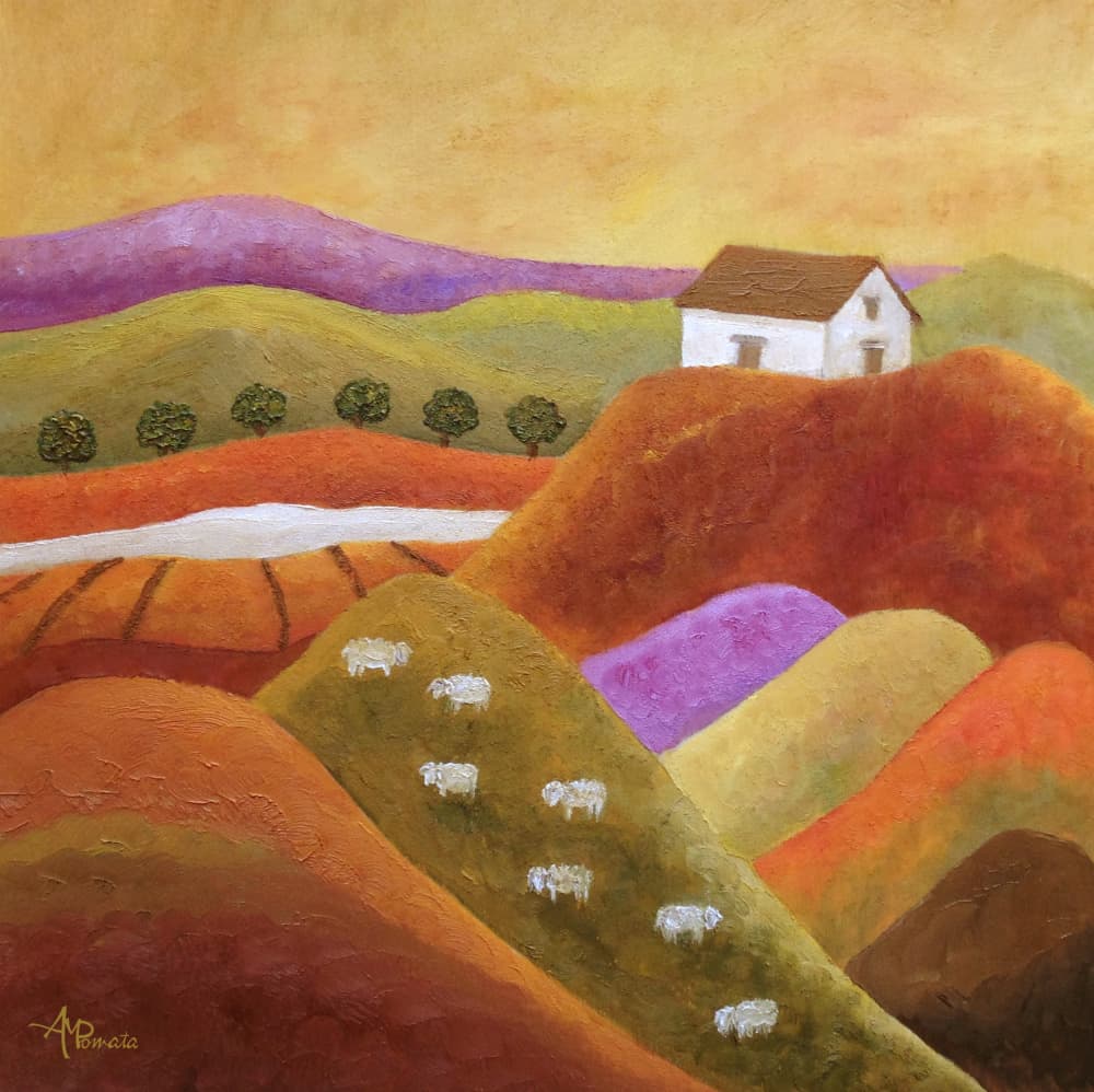 Pastoral Hills With Sheep by Angeles M. Pomata — canvas wall art