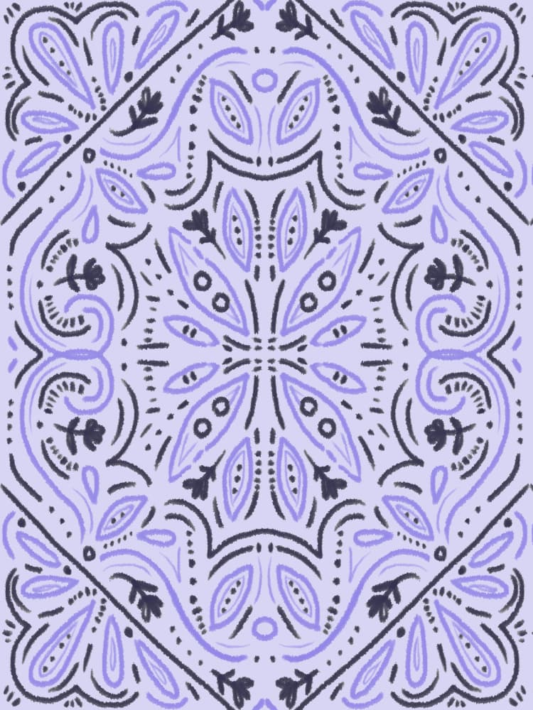 Bohemian Mirrored Tile Blue by Anis Illustration — canvas wall art