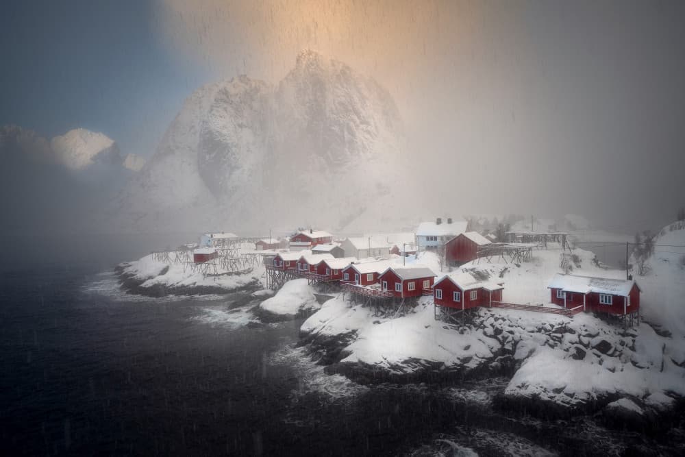 Snowy Coastal Village by Martin Morávek — canvas wall art