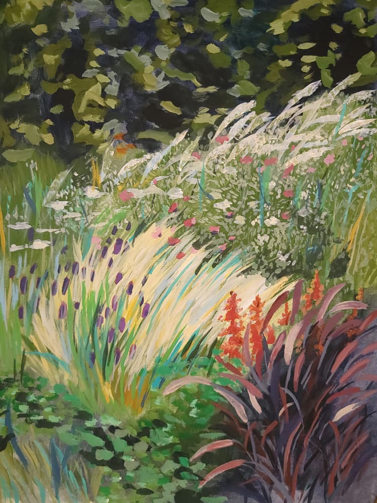 Vibrant Summer Garden by Claire Whitehead — canvas wall art