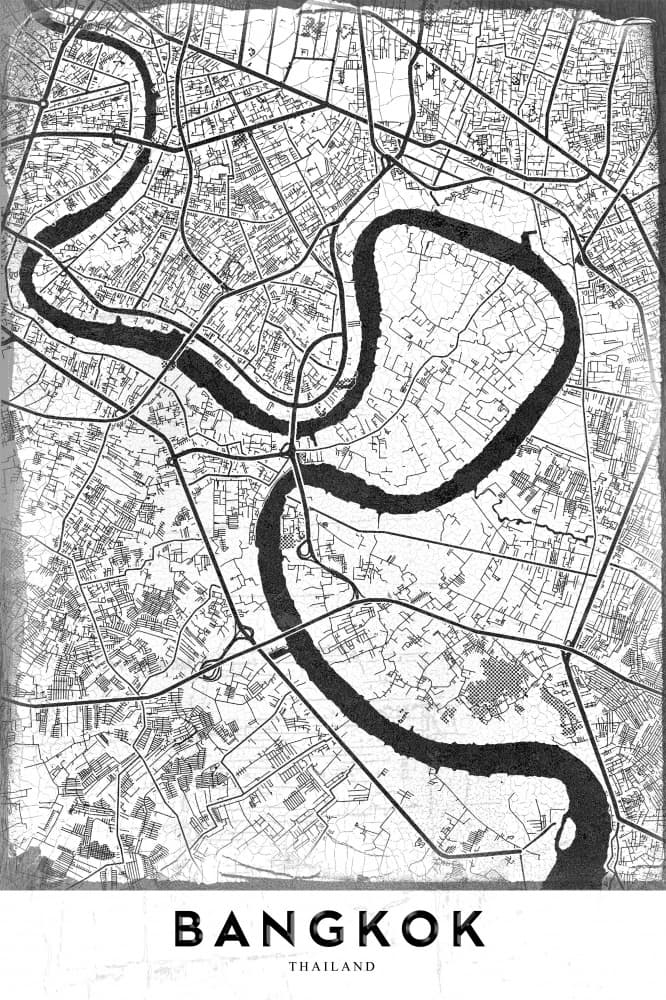 Bangkok Chao Phraya Map by StudioSix — canvas wall art