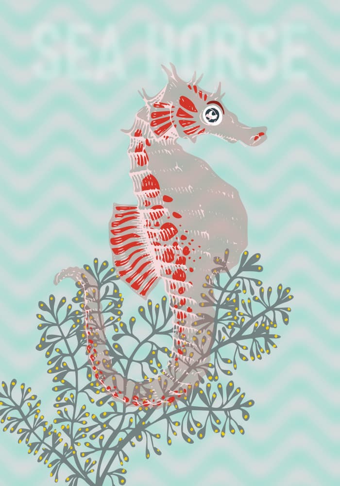 Whimsical Seahorse Ocean by Annick — canvas wall art