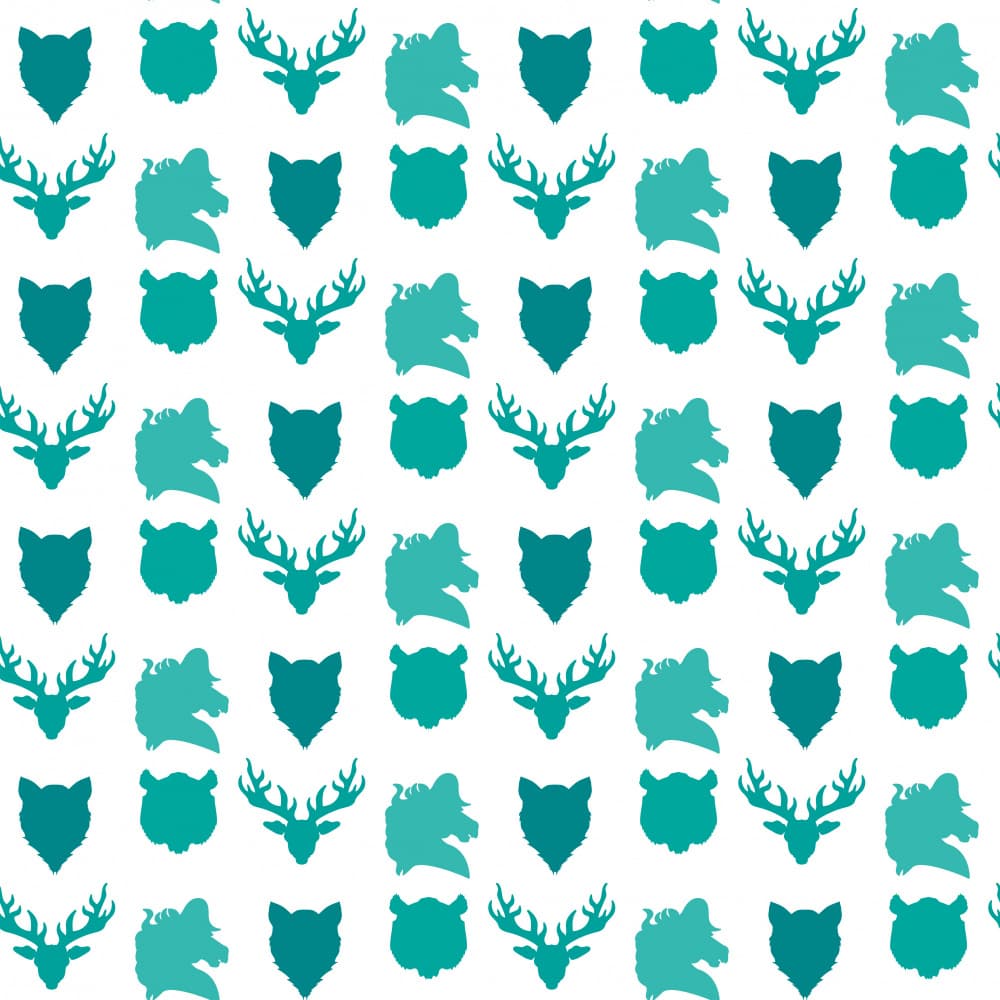 Teal Woodland Animal Pattern by Marika Barsrsind — canvas wall art