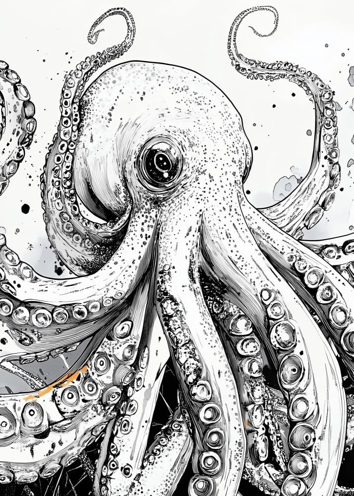 Striking Octopus Illustration by Justyna Jaszke — canvas wall art
