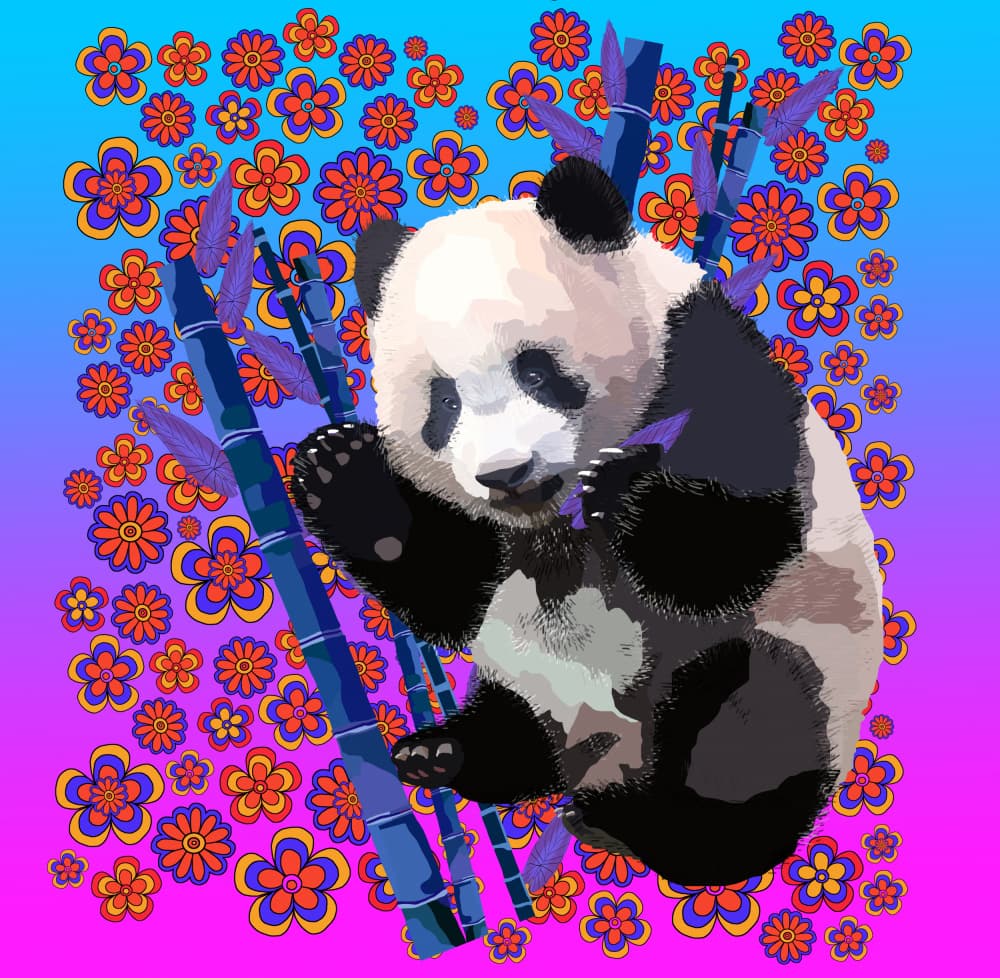 Colorful Panda Bamboo by Lynnda Rakos — canvas wall art