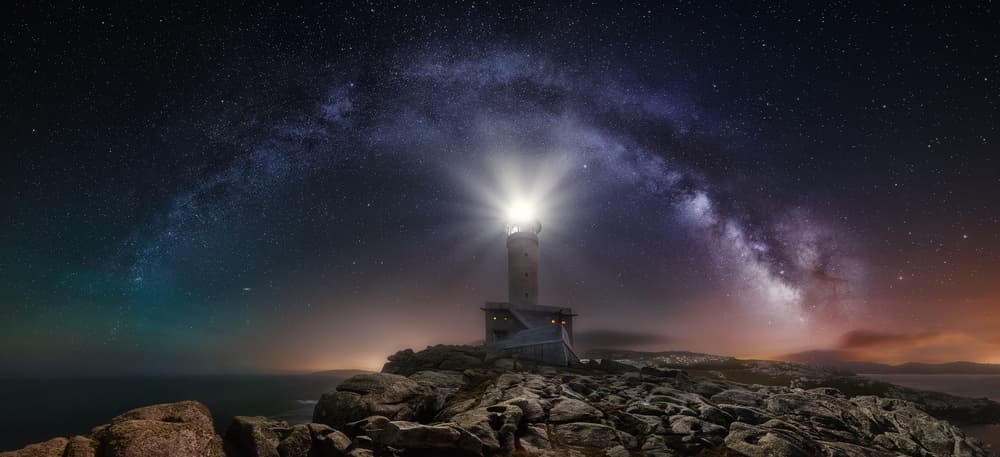 Milky Way Lighthouse by Carlos F. Turienzo — canvas wall art