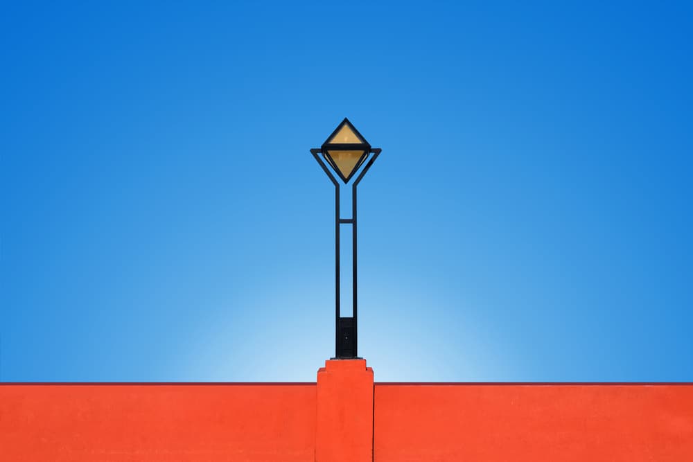Minimalist Blue Orange Lamp by Rolf Endermann — canvas wall art
