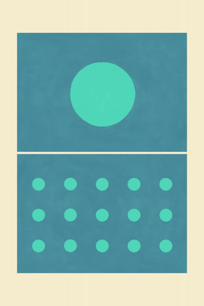 Abstract Teal Circles by Rosana Laiz Blursbyai — canvas wall art