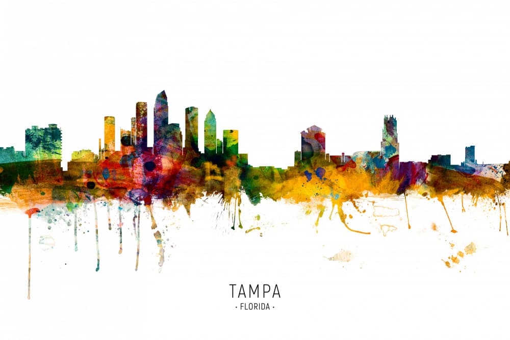 Tampa Florida Skyline by Michael Tompsett — canvas wall art