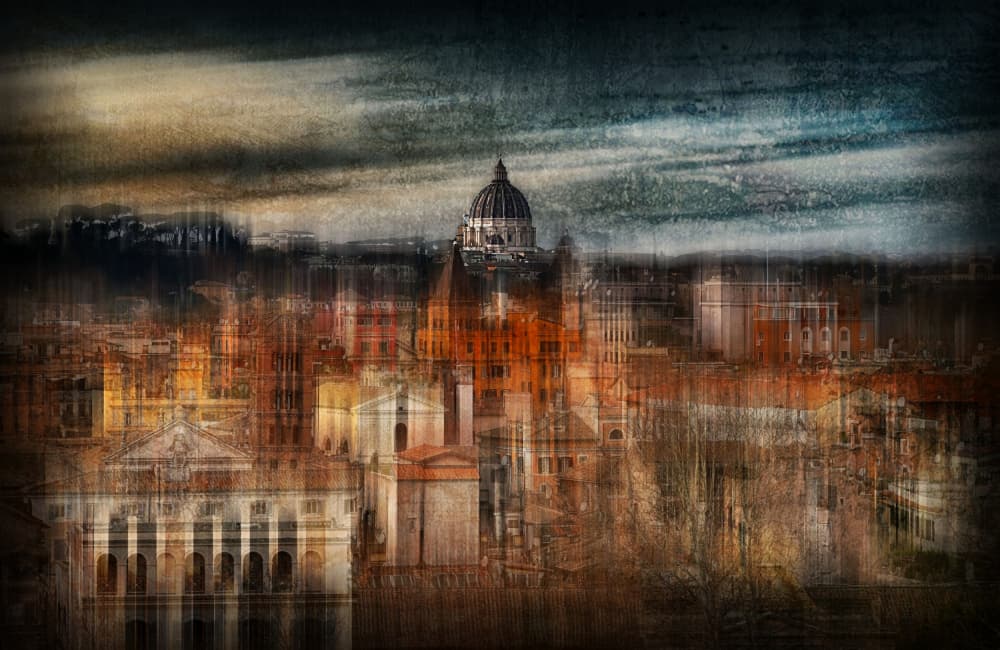 Painterly Rome Cityscape by Raffaele Corte — canvas wall art
