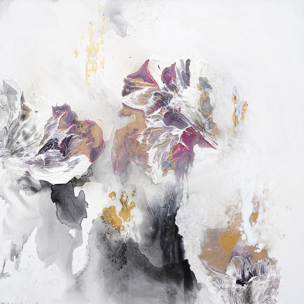 Abstract Golden Blooms by Françoise Wattré — canvas wall art