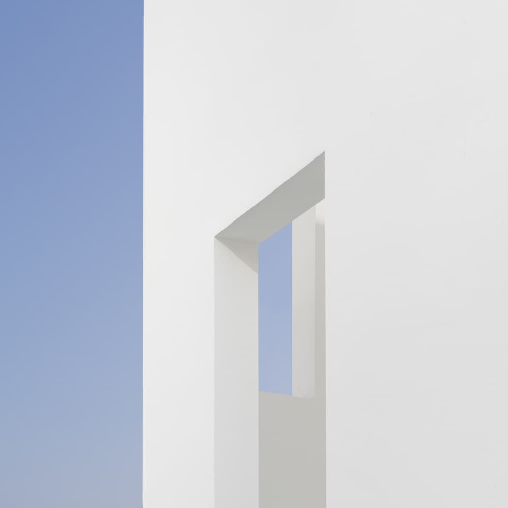 White Structure Blue Sky by Xiaopeng Guan — canvas wall art