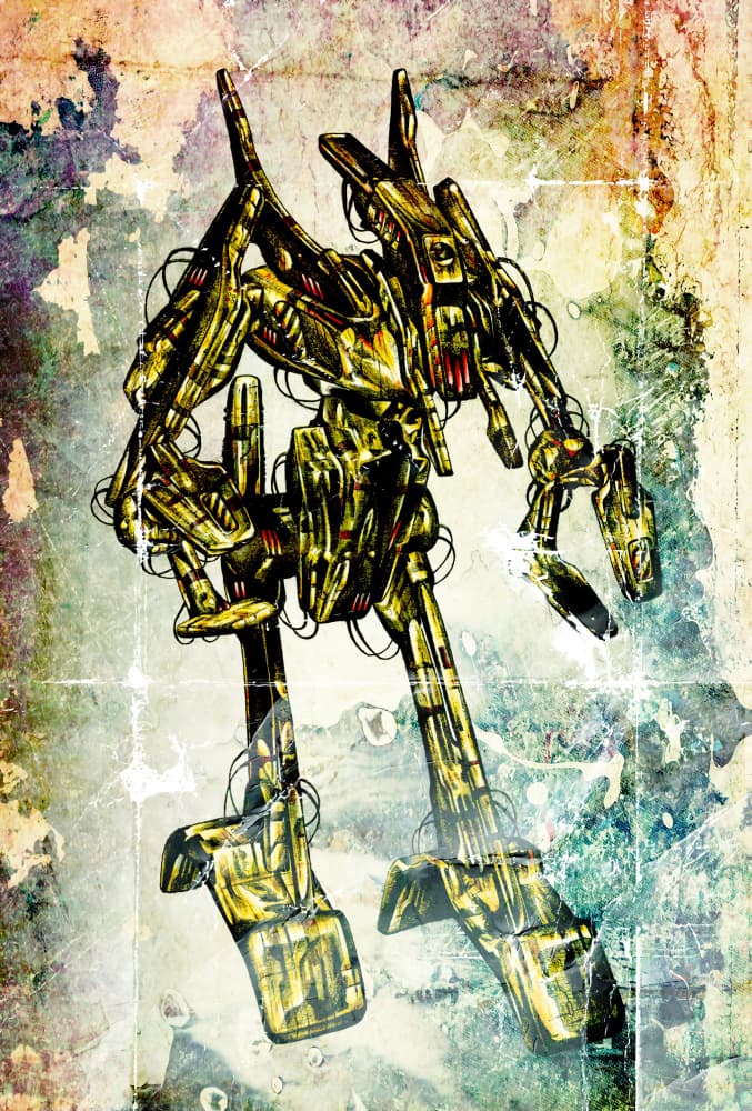 Grunge Mech Warrior by Rafal Kulik — canvas wall art