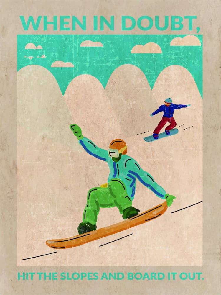 Retro Snowboard Adventure by WallChart Art Studio — canvas wall art