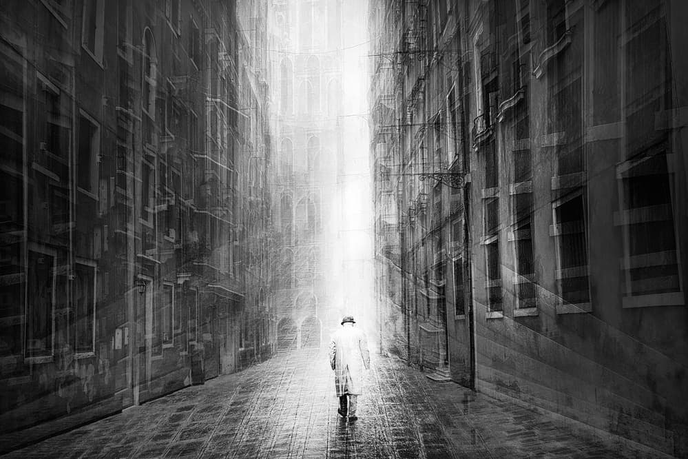 Lone Figure Bright Path by Damijan Sedevcic — canvas wall art