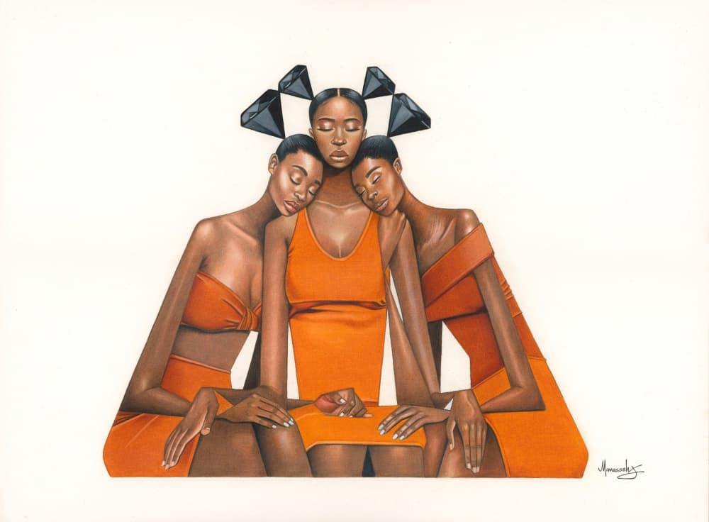 Orange Diamond Embrace by Manasseh Johnson Sr. — canvas wall art