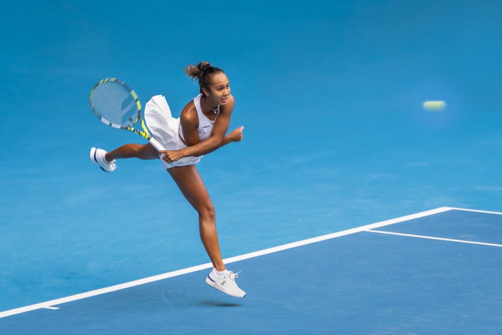 Leaping Tennis Player by Irene Wu — canvas wall art